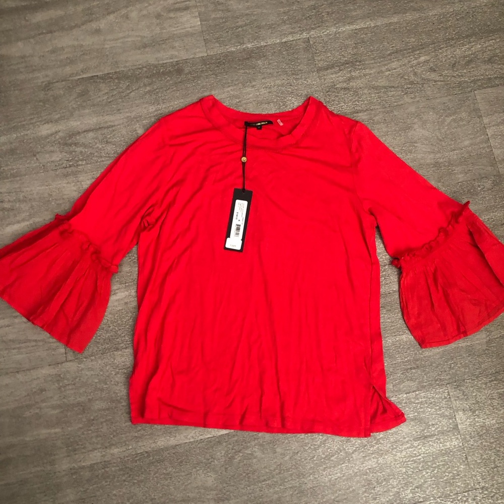 New Kobi Halperin women's Samar bell sleeve top blouse in flamingo S